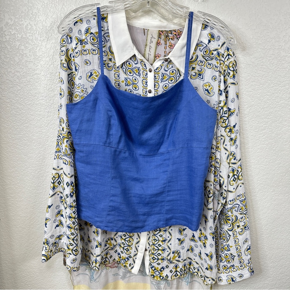 ZARA Basic Blue Linen Tank - Size Medium - Picture 2 of 6